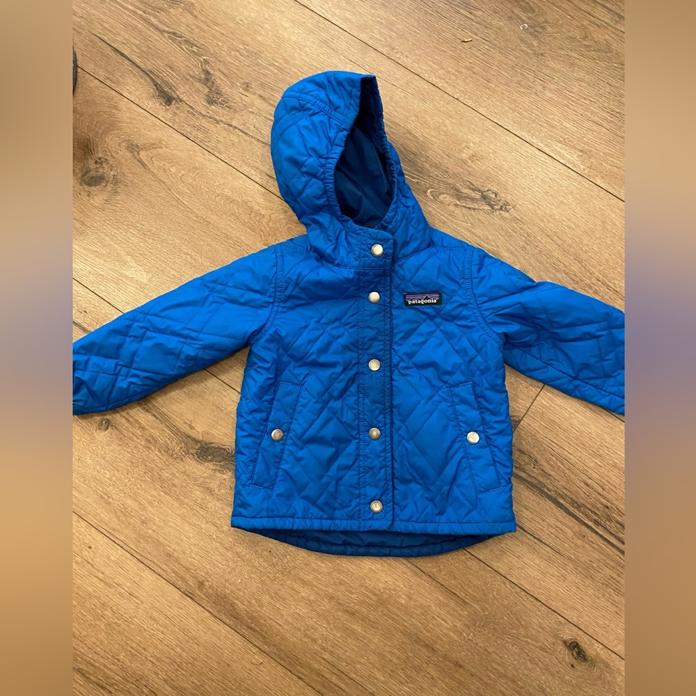 Patagonia Blue Quilted Hooded Kids Jacket